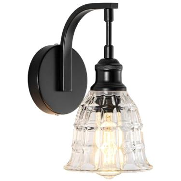 Imagem de Arandela de parede Blck, iluminação de parede de arandelas pretas foscas modernas, luminárias de vidro vintage, lâmpadas de parede internas para banheiro, espelho de penteadeira, sala de estar, quarto