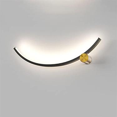 Imagem de Luminária de parede LED moderna, luminária de parede curva preta, arandela decorativa de alumínio para ambientes internos, luminária de parede criativa para sala de estar, luminária de pared