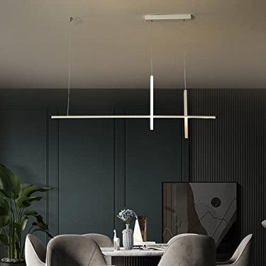 Imagem de Lustre fino moderno para ilha de cozinha, luminária pendente de tira longa para escritório, área comercial e sala de estudo
