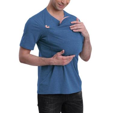 Imagem de Camisa canguru HyabDiop para pai e bebê com chapéu azul tamanho L