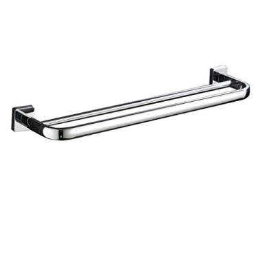 Imagem de Toalheiro duplo montado na parede de aço inoxidável base quadrada toalheiro acabamento polido para banheiro ou cozinha toalheiro de 60 cm