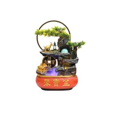 Imagem de hezhuhe2258 Decorações de mesa fonte de mesa Feng Shui roda decorativa mesa de escritório enfeites de água (grande)