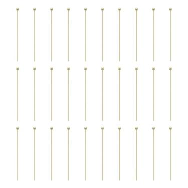 Imagem de HARFINGTON 100 pinos de cabeça de bola de ouro 14K 3,5 cm 35 mm pinos de cabeça redonda para brinco, pingente, colar, pulseira, berloque, joias, descobertas, artesanato faça você mesmo