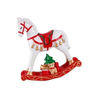 Imagem de Generic Pequeno cavalo de balanço de Natal, decoração, escultura de cavalo de balanço, estatueta em miniatura para mesa, casamento, loja, armário, Vermelho