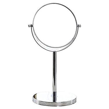 Imagem de Espelho pequeno espelho de maquilhagem, espelho de beleza frente e verso para secretária, espelho cosmético com ampliação 3X, espelho giratório de 360° para casa de banho, espelho de maquilhagem (cor