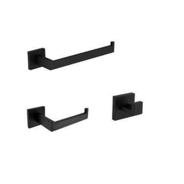 Imagem de Ferragens de banheiro preto fosco para banheiro toalheiro de aço inoxidável 304 suporte de papel higiênico suporte de sabão líquido barra de toalha vaso sanitário moderno (conjunto de 2 barras 60 cm