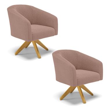 Imagem de Poltrona Decorativa Giratória MA30 kit 2 Stella Bouclê Rosê D03 - D'Rossi