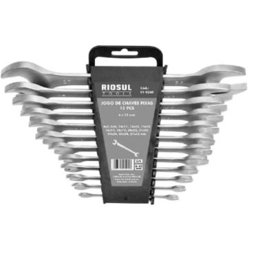 Imagem de Jogo de Chaves Fixas 12 pçs 6 à 32 mm CrV R010260 - Riosul Tools