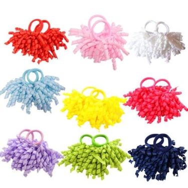 Imagem de Laços de cabelo PIDOUDOU Boutique Girls' Solid Curly Korker Bow x18