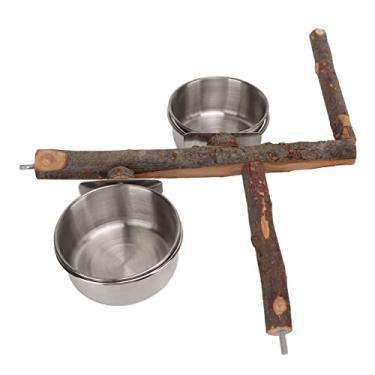 Imagem de Zerodis Tigela de Alimentação para Pássaros Produtos para Animais de Estimação Suprimentos para Pássaros Produtos para Alimentação de Rega Rega Poleiro de Madeira para Papagaios Fácil de Limpar (L)