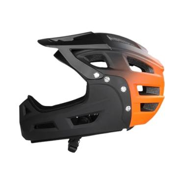 Imagem de Colaxi Capacete de bicicleta para adultos, respirável, ciclismo, skate, biker, BMX, ventilação ajustável com viseira leve, Laranja Preto