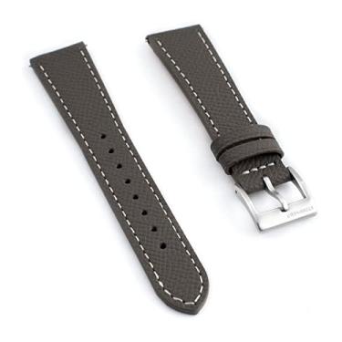 Imagem de StrapHabit Pulseira de couro de flor integral – substituição de pulseira de relógio de liberação rápida – Pulseira de couro Epsom para homens e mulheres – 21 mm, cinza selo