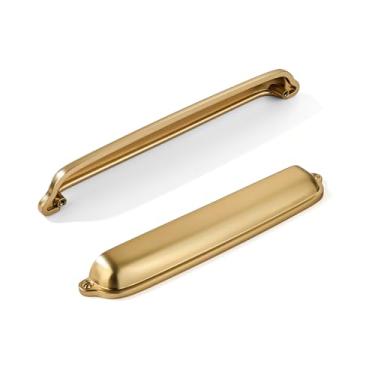 Imagem de khtumeware Pacote com 2 puxadores de taça de bronze champanhe de 15 cm de centro a centro - puxadores de armário e gaveta para ferragens de cozinha