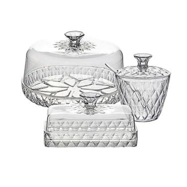 Imagem de Kit 3 Cozinha Queijeira Açucareiro Manteigueira 3 Itens