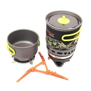 Imagem de Tenke Mochila 1000 W 750 ml + 250 ml Sistema de Cozinhar Fogão Portátil Alimentado a Gás Conjunto de Fogão Ao Ar Livre com Ignição Piezo Ideal para Caminhadas, Camping, Pesca, Viagens Rodoviárias