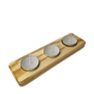 Imagem de Porta Vela Rechaud Triplo Madeira Decoração Presente