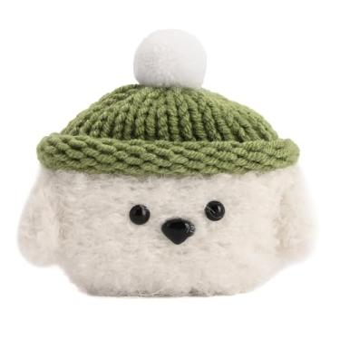 Imagem de Capa de pelúcia compatível com Apple Airpods Pro, capa de fone de ouvido tricotada feita à mão, capa de fone de ouvido criativa engraçada fofa de malha de pelúcia