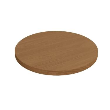 Imagem de Tampo Mesa Sala De Jantar Madeirado Madeirado Ta69 Crome S- Vidro Redondo 65x65cm Canela - Kappesberg