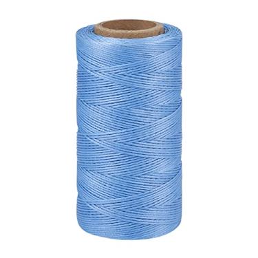 Imagem de 284 jardas fio de poliéster encerado plano cores sortidas 1 x 0,3 mm cordão de costura revestido com cera para suprimentos de macramê de miçangas azul