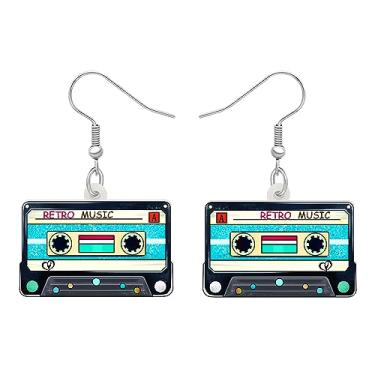 Imagem de Brincos de fita cassete retrô de acrílico dos anos 80 e 90 pendentes, joias de áudio para mulheres, pingentes de presentes, Medium, Acrílico, Sem pedra preciosa