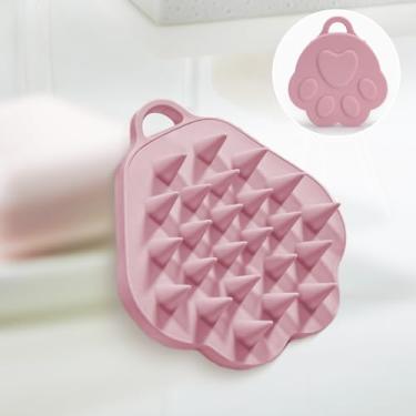 Imagem de Escova de limpeza facial de silicone com estampa de pata rosa - esfoliação suave da pele para um brilho radiante - acessório bonito e prático para cuidados com a pele