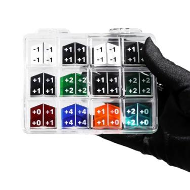 Imagem de SIXPOINTS 60 Pieces MTG Buff Abilities Counter Tokens & Box Set Compatible with Magic The Gathering Creature Stats or Loyalty, TCG, Card Games Accessories (60pcs Stat Counter（Multicolour）)