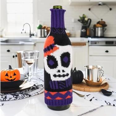 Imagem de Conjunto de decoração de garrafa de vinho de Halloween, enfeites de mesa para festa em casa, bar, restaurante, decoração de férias, jantar de Halloween, reuniões, festivais, decorações de mesa