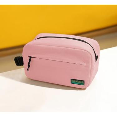 Imagem de Bolsa térmica de lanche congelável, lancheiras reutilizáveis para freezer com alça ajustável, resistente ao desgaste, com isolamento pequeno, com fecho de zíper, rosa