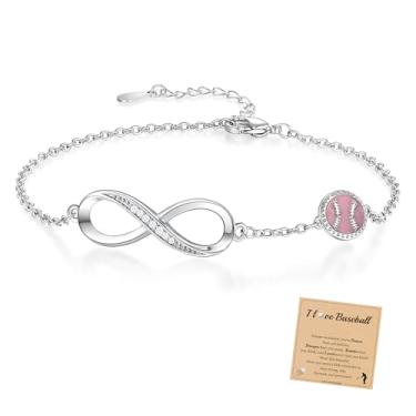Imagem de Pulseiras de beisebol/futebol/vôlei, futebol/softbol/basquete/tênis, presentes infinitos, pulseiras para mulheres, adolescentes, prata, banhado a ouro 14K, acessórios esportivos, joias para colegas de