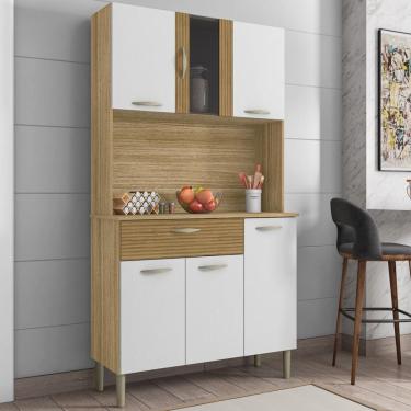 Imagem de Armário De Cozinha Compacta 6 Portas 1 Gaveta Pan Freijó Freijó-supremo-cp-ripado Freijó