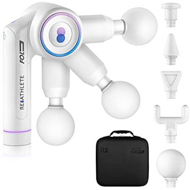 Imagem de Reathlette – pistola de massagem de terapia percussiva dobrável para atletas – massagem profunda de tecido portátil e sem fio – ideal para costas, ombro, braços, glúteos, panturrilhas – alívio da dor corporal total (branco)