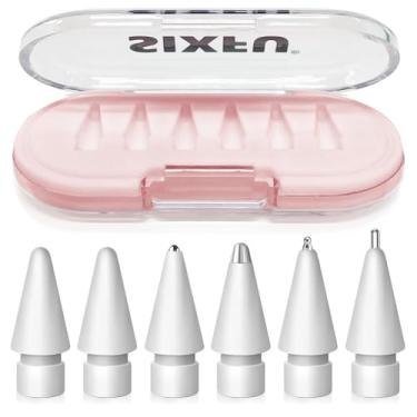 Imagem de SIXFU Pontas de substituição para Apple Pencil Tips, conjunto de pontas Apple Pencil Pro, pontas profissionais resistentes para Apple Pen com capa rosa, acessórios compatíveis com iPad Pencil 2/1 USB