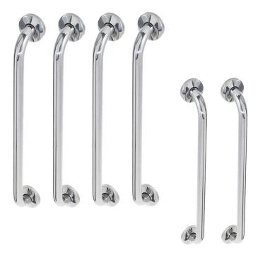Imagem de Alça De Apoio Barra Inox Kit 6 Unidades 70cm 80cm Suporte Gestante Idoso Criança Corrimao