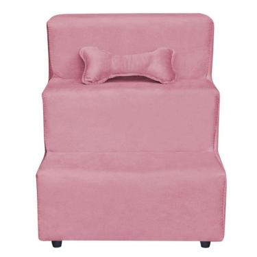 Imagem de Escadinha Pet 3 Degraus Cachorro E Gato Veludo Rosa