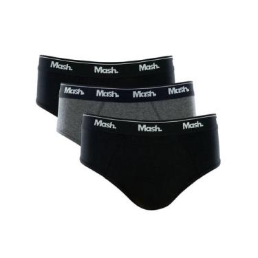Imagem de Cueca Mash Slip Cotton Basic Preta/ Grafite Mescla Pack 3UN, XL/GG