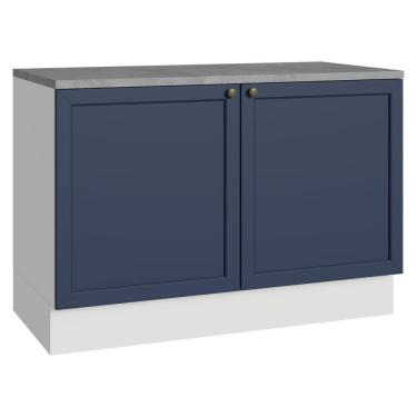 Imagem de Balcão De Cozinha 120 Cm 2 Portas Branco/azul Vik Madesa Branco/azul