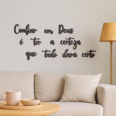 Imagem de Frase Decorativa Confiar em Deus em MDF 3mm para Sala Quarto Escritório