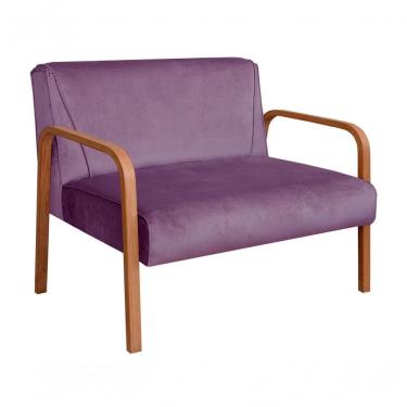 Imagem de Poltrona Namoradeira Anita Decorativa Braço Madeira Moderna Veludo Roxo 380