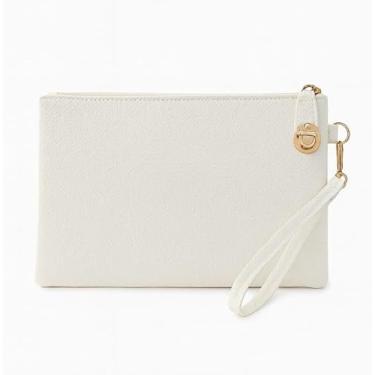 Imagem de Bolsa feminina clutch grande capacidade elegante bolsa de mão moda organizador de armazenamento bolsa de viagem, Branco