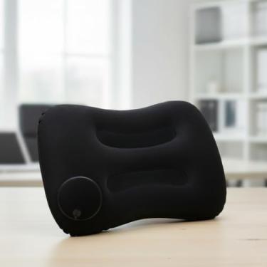 Imagem de Travesseiros de viagem, travesseiro inflável leve, almofada lombar, travesseiros portáteis compressíveis para dormir/caminhada/acampamento, Preto, 19x13"