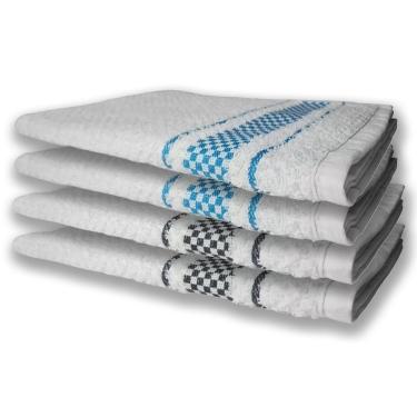 Imagem de 4 Panos De Prato Atoalhado Felpudo Premium Preto+Azul