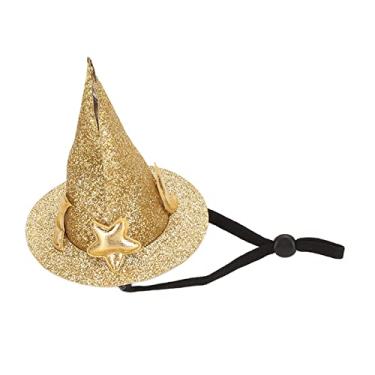 Imagem de RiToEasysports Chapéu de Animal Pequeno Com Padrão de Lua e Estrela, Alça de Queixo Ajustável, Chapéu de Hamster para Pássaros, Furões, Coelhos, Material de Feltro Premium (Ouro)