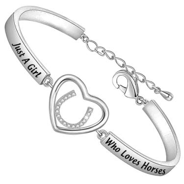 Imagem de FEELMEM Presente para amantes de cavalos para meninas, joias de cavalo, sela, joia equestre ocidental, pulseira de vaqueira, presente, Small, Cobre, .na