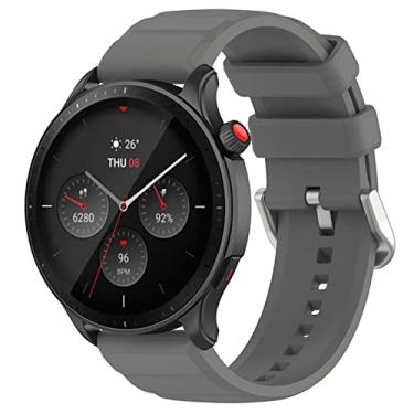 Imagem de Pulseira esportiva de 22 mm compatível com Amazfit GTR4 pulseira de silicone macio de substituição para mulheres e homens (cinza)