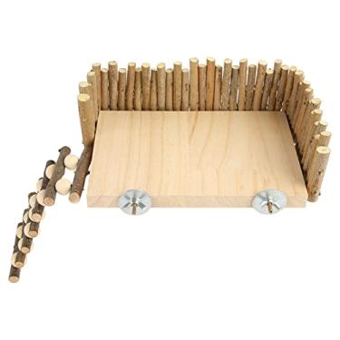 Imagem de ZJchao Plataforma de Hamster, Brinquedos de Escalada de Hamster Plataforma de Escalada de Brinquedo de Mastigação de Madeira Pequeno Playground de Atividades para Animais de Estimação Com Cerca para