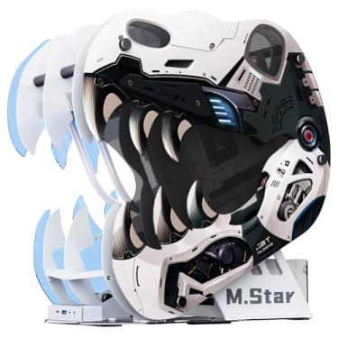 Imagem de MegaPC Capa de PC para jogos Micro-ATX/Mini-ITX de quadro aberto atualizada, painel lateral de vidro temperado, ventilador ARGB PWM pré-instalado, com USB3.0, USB-C, suporte de radiador de 240 mm