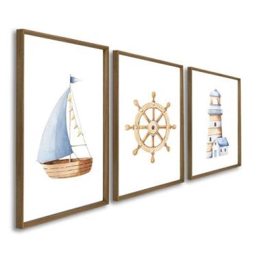 Imagem de Quadro Decorativo Infantil Mar de Aventuras 3 Telas 60x90 para Quarto 