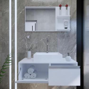 Imagem de Gabinete Banheiro Kairós 80 Branco Montado C/cuba + Combo - GABINETTO,