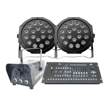Imagem de Kit 2 Par Led 18 Leds + Máquina De Fumaça 600W + Mesa Pilot