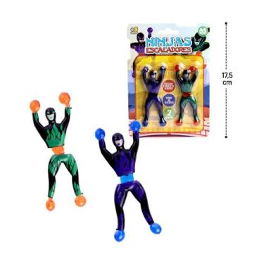Imagem de Boneco Gruda Gruda Super Ninjas Escala Na Parede Vidro Teto - Ark Toys